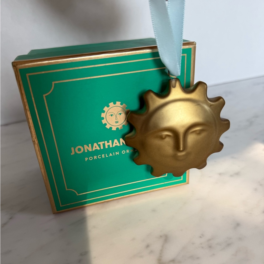 Jonathan Adler Vintage Matte Gold Sun Christmas Ornament